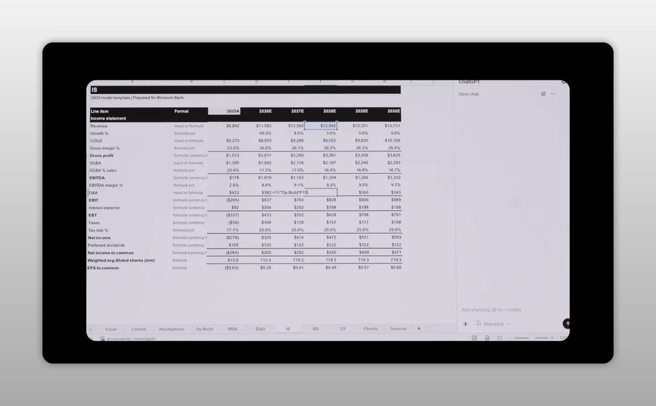 ตารางการเงินใน Excel พร้อมแถบคำอธิบายด้านขวา