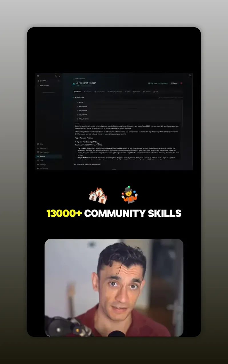 หน้าจอสีเข้มแสดงรายการ community skills และรายละเอียดหลายบรรทัด
