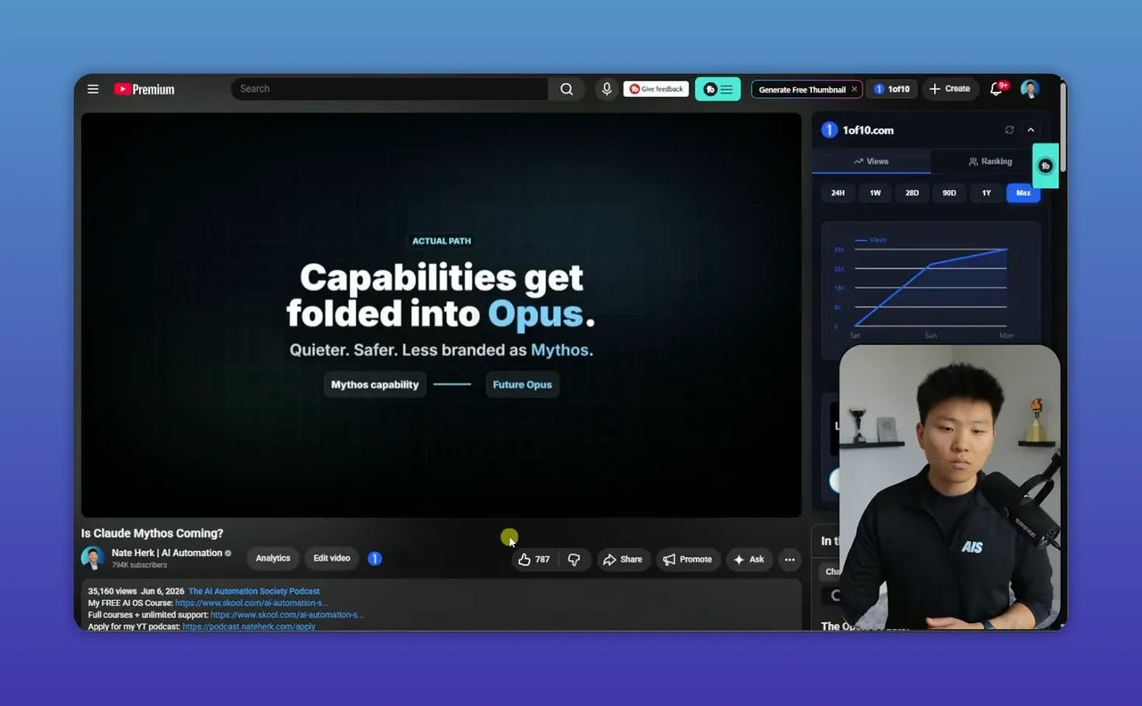 สไลด์สีเข้มพร้อมข้อความ Capabilities get folded into Opus