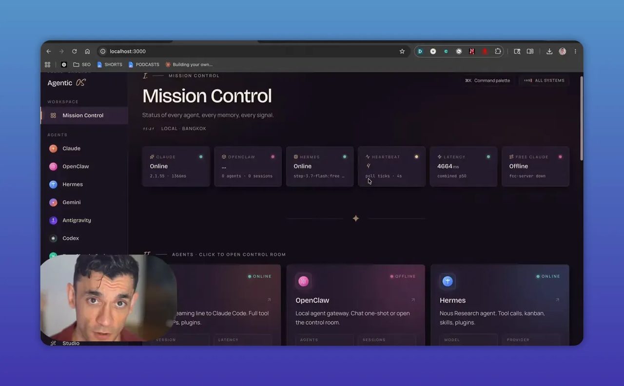 หน้า Mission Control แสดงการ์ดงานหลายใบและเมนูด้านซ้าย