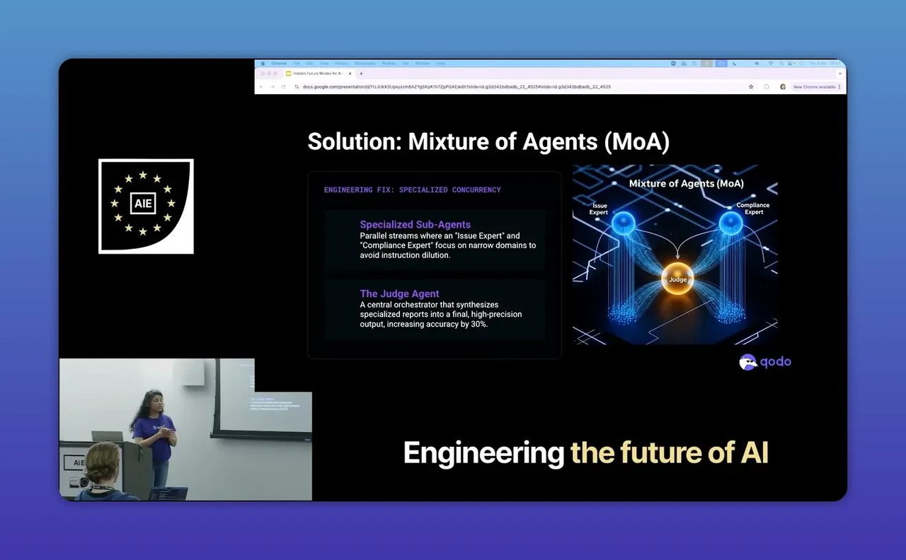 สไลด์หัวข้อ Solution Mixture of Agents แสดงโหนด agent หลายตัวเชื่อมกัน