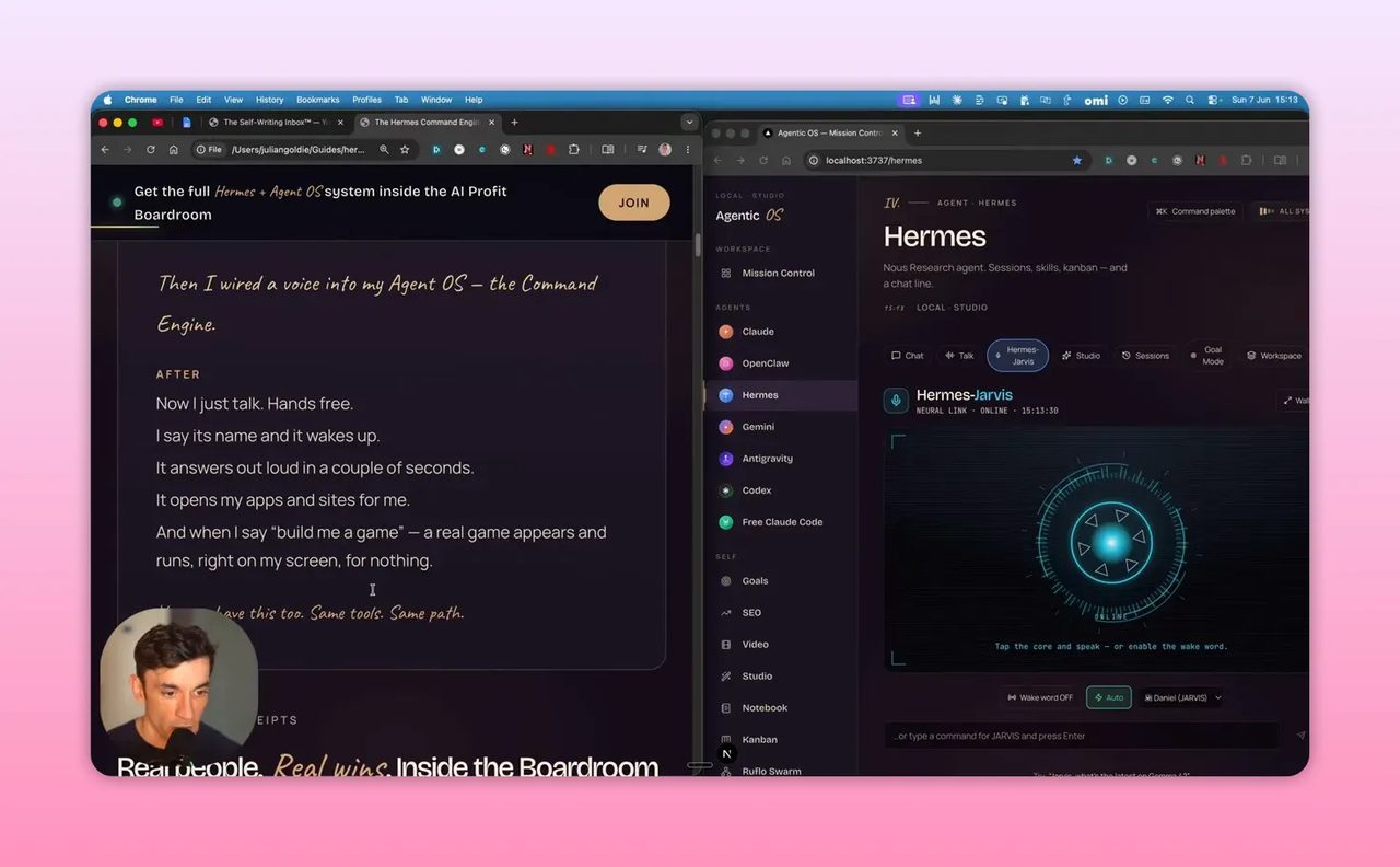 หน้าเว็บอธิบาย The Hermes Command Engine five layers พร้อมหัวข้อและกล่องเนื้อหา