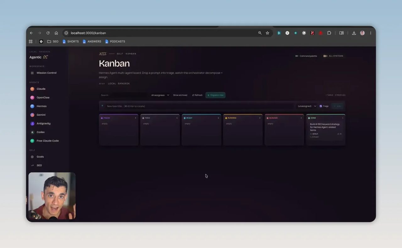 หน้าจอ Kanban มีหลายคอลัมน์สำหรับติดตามงานจากเริ่มต้นจนเสร็จ