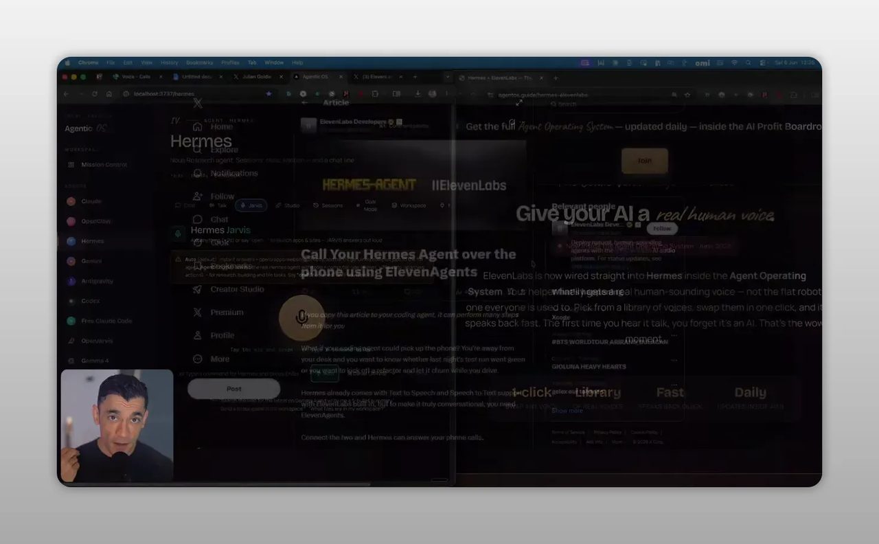 หน้าเอกสารบนเว็บไซต์ Arcadia หัวข้อ Call Your Hermes Agent over the phone using ElevenAgents