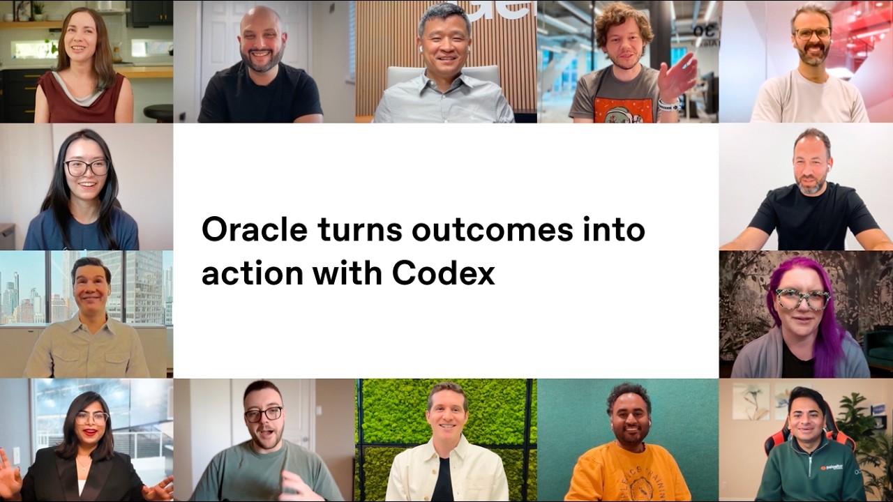 ภาพปกคลิป Oracle พร้อมข้อความ Oracle turns outcomes into action with Codex และภาพผู้ร่วมให้สัมภาษณ์