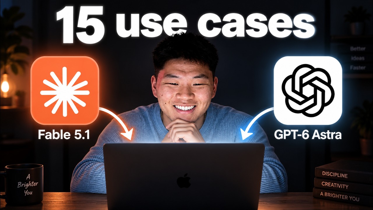 ภาพปก Nate Herk กับข้อความ 15 use cases และสัญลักษณ์ Fable 5.1 กับ GPT-6 Astra
