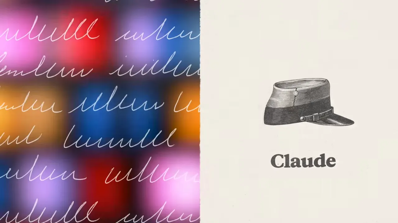 ภาพหมวกไอคอน Claude บนพื้นหลังผสมสัญญาณสีสันแทนการทำงานภายในของโมเดล