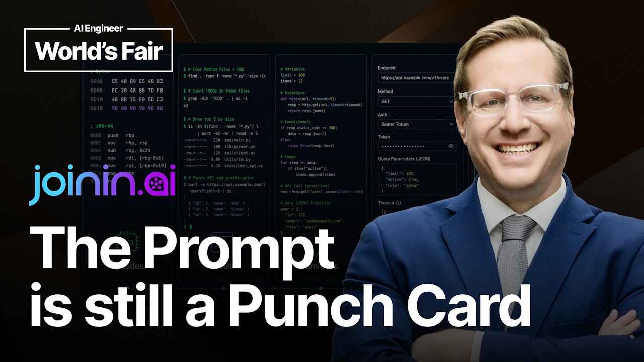 video thumbnail for 'The Prompt Is Still a Punch Card - Ted Johnson, JoinIn AI'