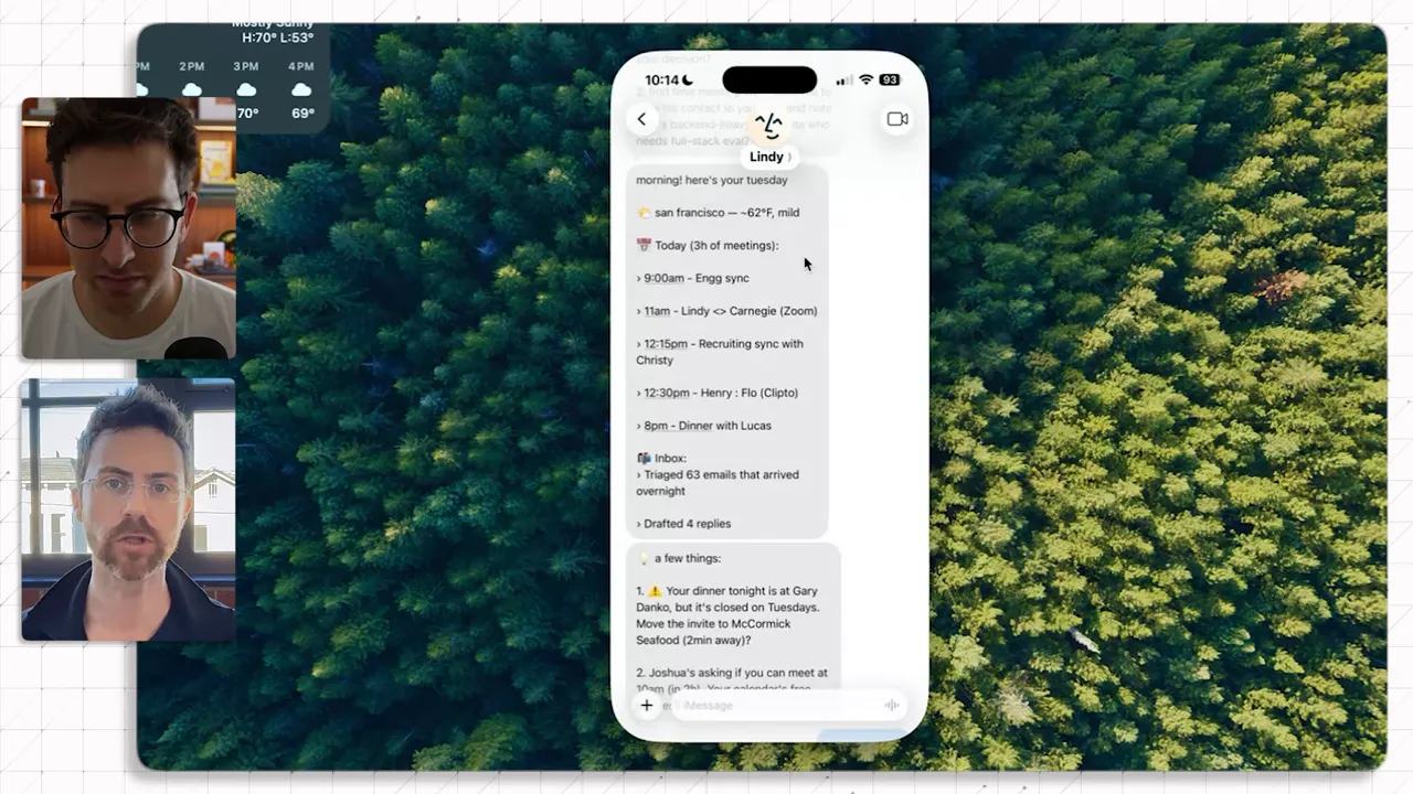 Lindy ใน iMessage สรุปเช้าวันทำงานพร้อมรายการติดตามต่อ