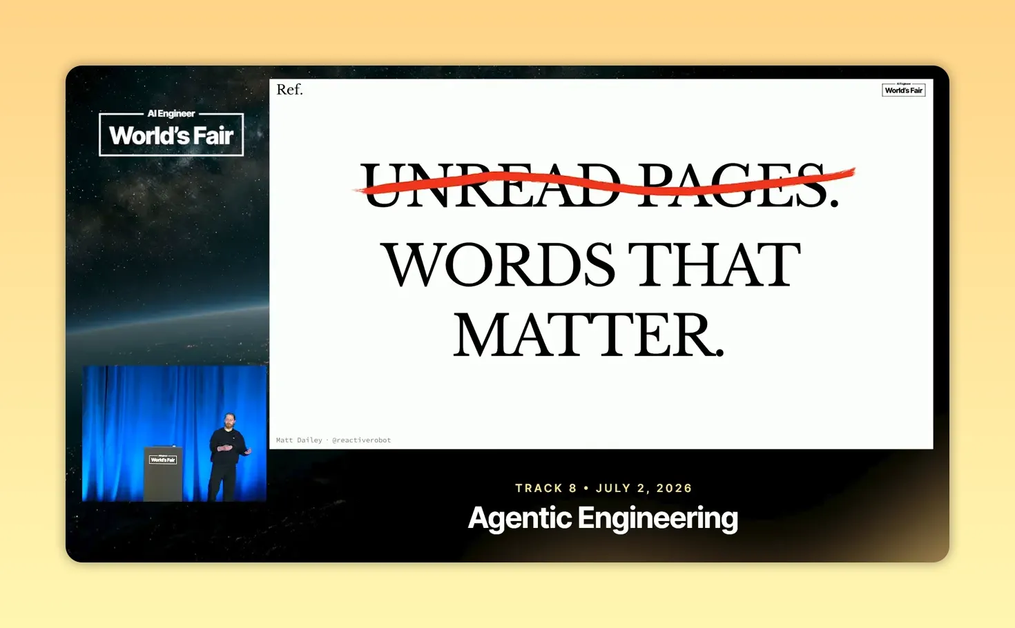 สไลด์คำว่า Unread Pages ถูกขีดทับและแทนด้วย Words That Matter