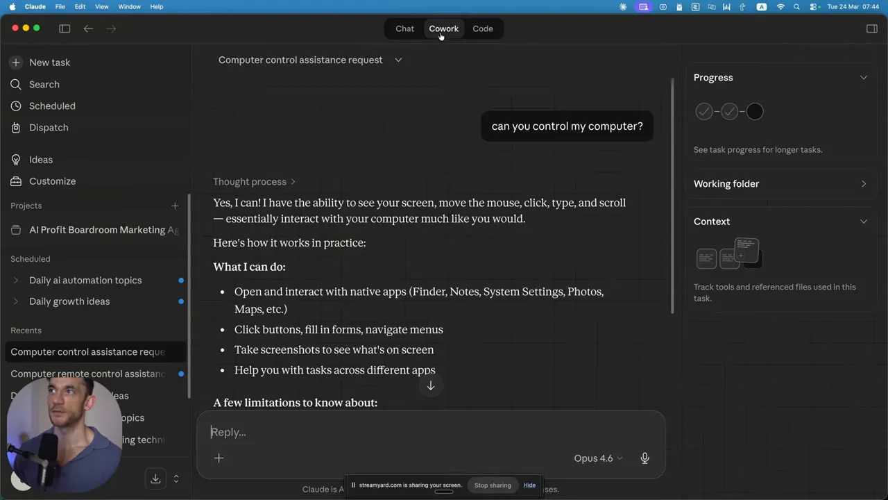 หน้าจอ Claude Computer Use อธิบายความสามารถในการควบคุมเครื่องและข้อจำกัด