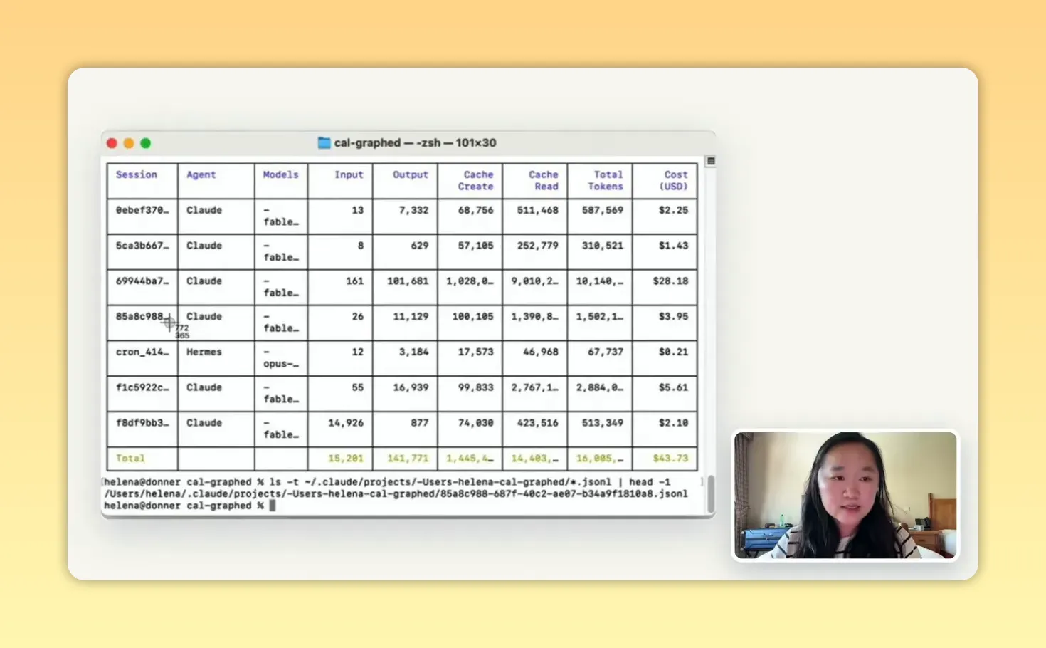 ตารางสรุปการใช้ token และต้นทุนหลายเซสชันของ Claude Code