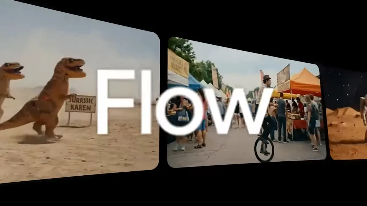 ภาพตัวอย่าง Flow แสดงคำว่า FLOW ทับบนตัวอย่างภาพเคลื่อนไหว
