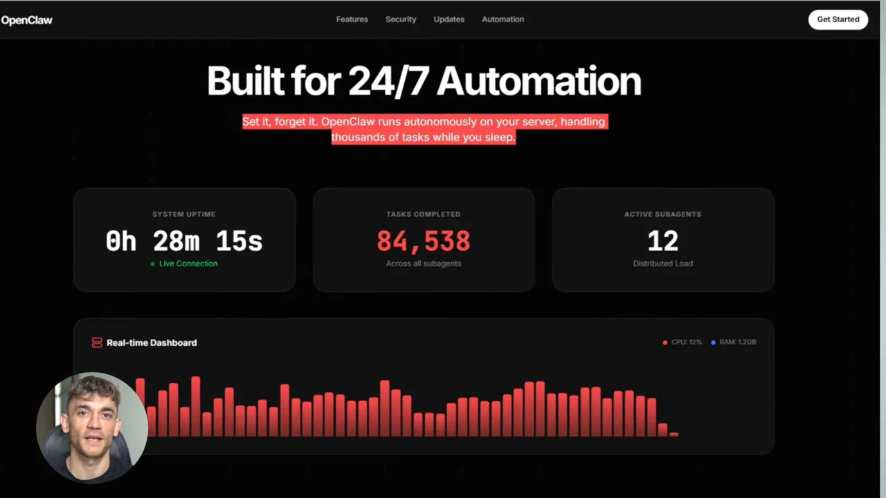 High-resolution OpenClaw dashboard with tagline and metrics