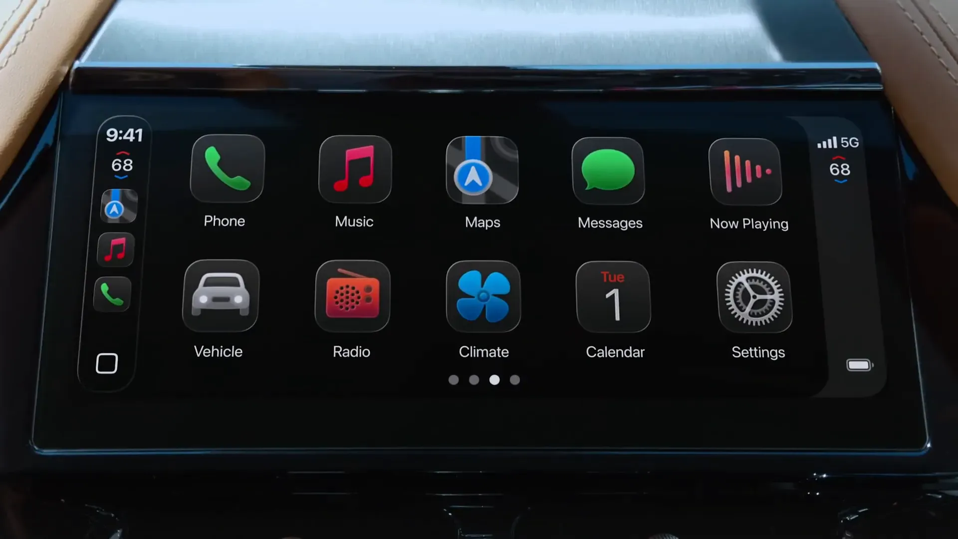 อินเทอร์เฟซ CarPlay Ultra บนหน้าจอรถยนต์