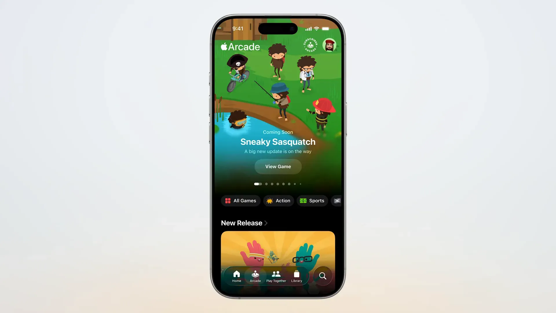อินเทอร์เฟซแอป Games บน iPhone