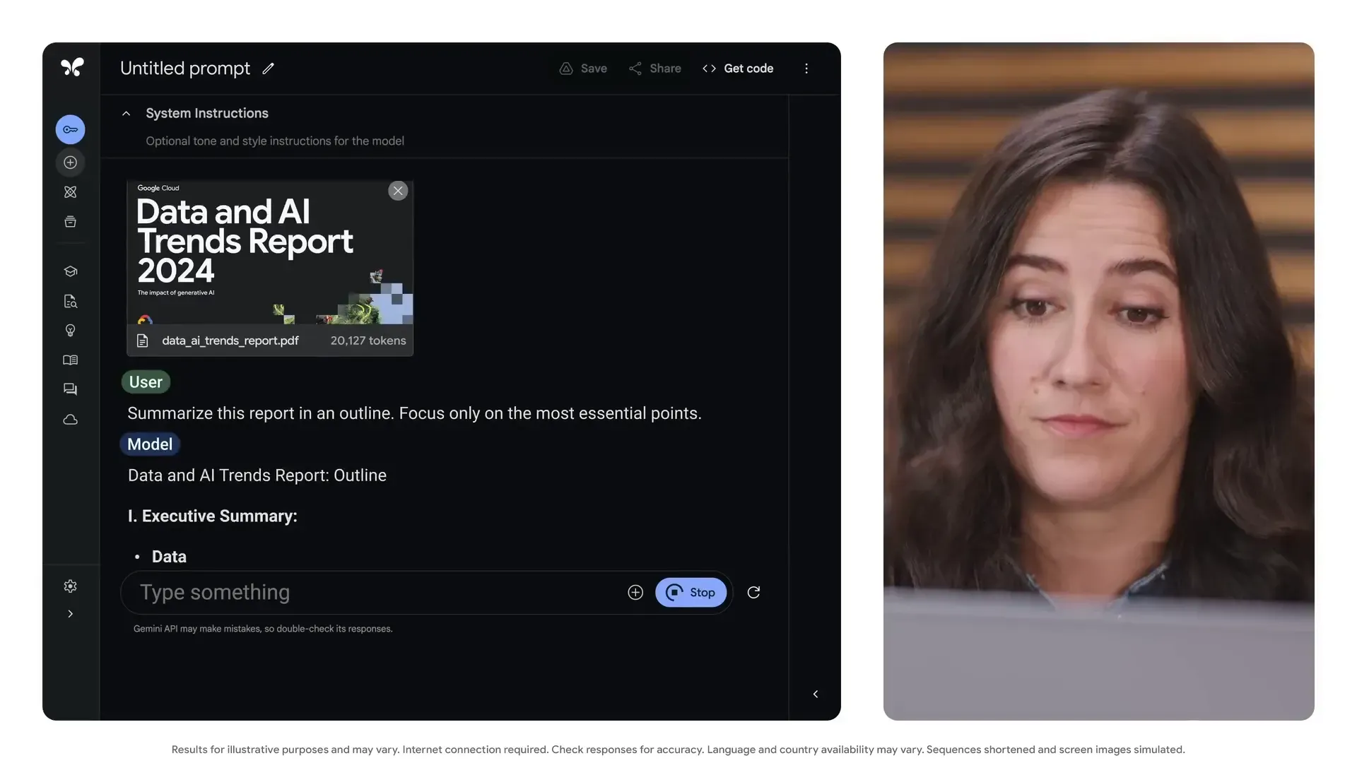 ตัวอย่างการสรุปข้อมูลด้วย Generative AI
