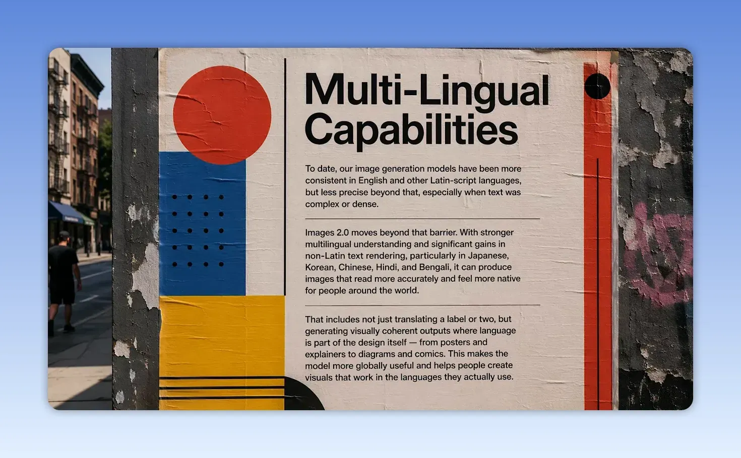 โปสเตอร์สรุปความสามารถหลายภาษา (Multi-Lingual Capabilities) ของโมเดลสร้างภาพ
